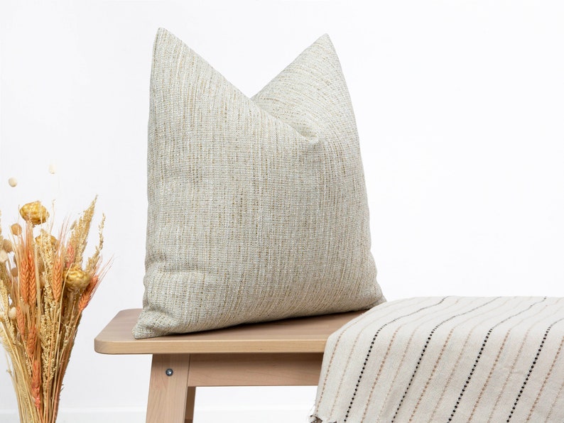 Bohemian Linen Pillow Cover Neutral Euro Sham Cover Boho Cushion Cover