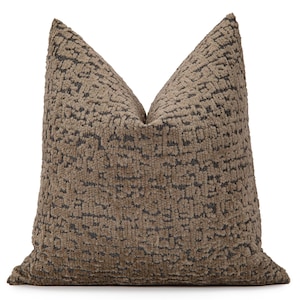 Dark Taupe Textured Pillow Cover: Fluffy Boho Euro Sham