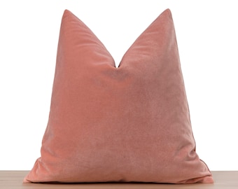Funda de almohada de terciopelo rosa rubor • Funda de almohada color rubor • Almohada euro rosa • Tela de terciopelo suave • Funda de cojín rosa •• Todos los tamaños