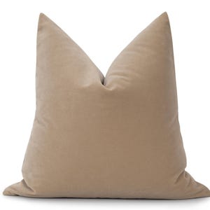 Tan Velvet Pillow Cover: Soft Beige Throw Pillow, Euro Sham, Cushion Sizes