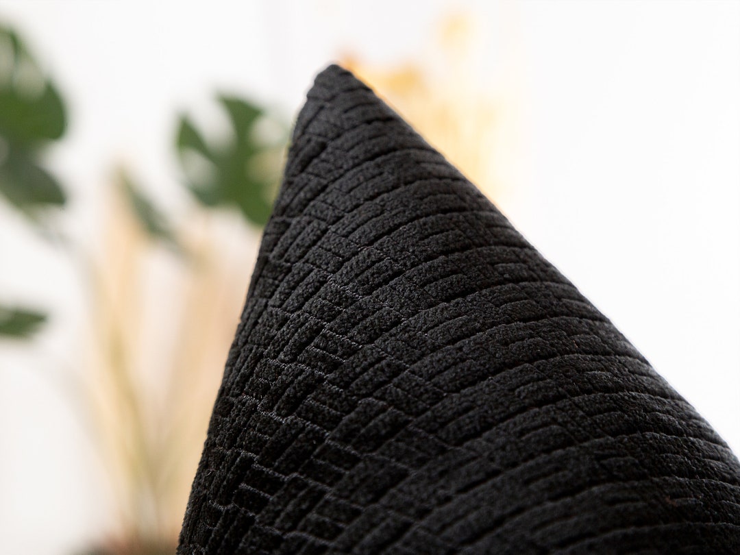 Black Geometric Pillow Cover Black Euro Sham Cover Black Throw Pillow