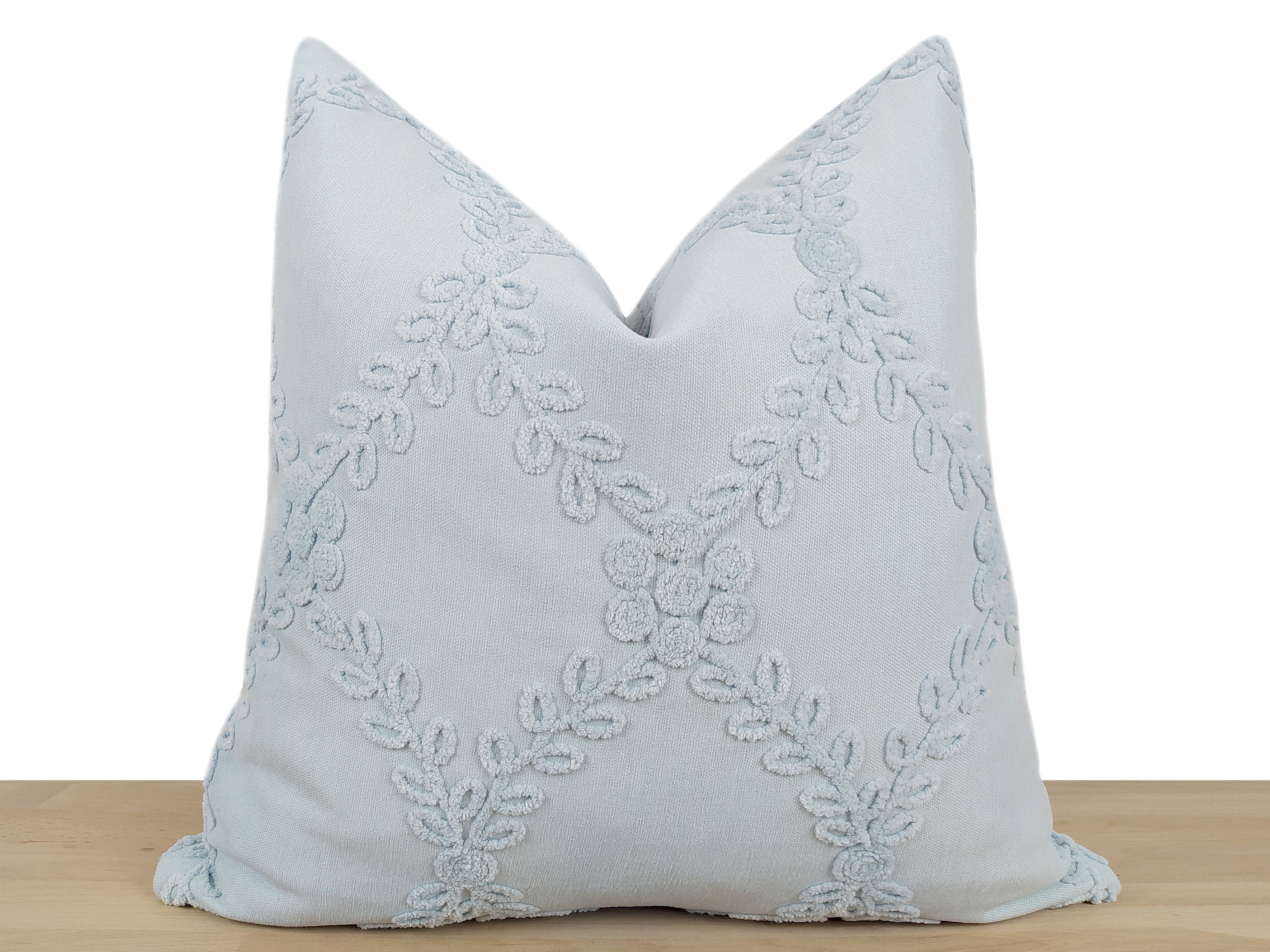 Textured Light Blue Pillow Cover Floral Embossed Sky Blue Etsy