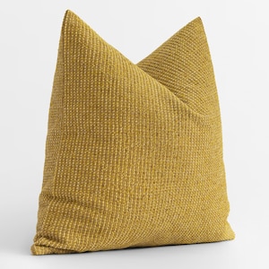 Boho Mustard Gold Throw Pillow Cover: Textured Pinstripe Euro Sham