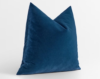 Dark Blue Velvet Pillow Cover | Soft Velvet Euro Sham & Cushion