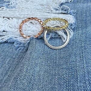 Stackable Rings, Tricolor Multiband Ring , Dainty Ring Set ,tricolor ...