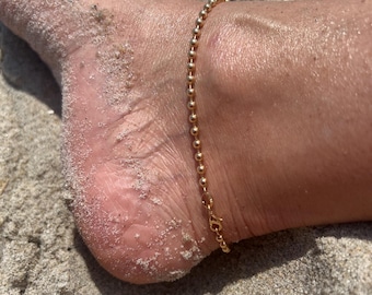 18K Gold Filled Ball Chain Anklet 10 inch ,Gold Ankle Bracelet,Minimalist Summer Jewelry for her,Vacation jewelry style for women
