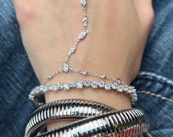 Hand Chain Bracelet, finger chain bracelet ,Ring Bracelet,Sterling Silver Ring Bracelet,Layer Bracelet,Slave Bracelet Gemstone finger ring