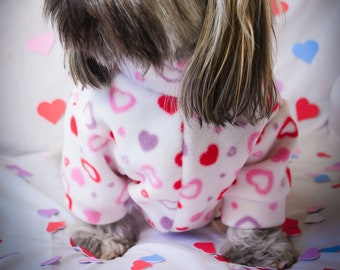 Love Heart Valentine Dog Fleece / made to measure / waterproof