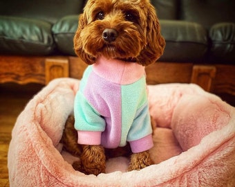 Pastel Harlequin waterproof Dog Fleece / coat / made to measure