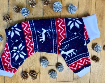 Christmas Reindeer Dog/Pet Fleece pajamas