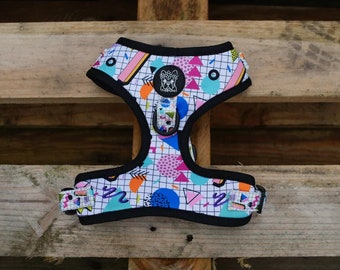 Saved by the 90s/ Furbulous Boutique /adjustable dog harness / lead / poobag holder Geometric print