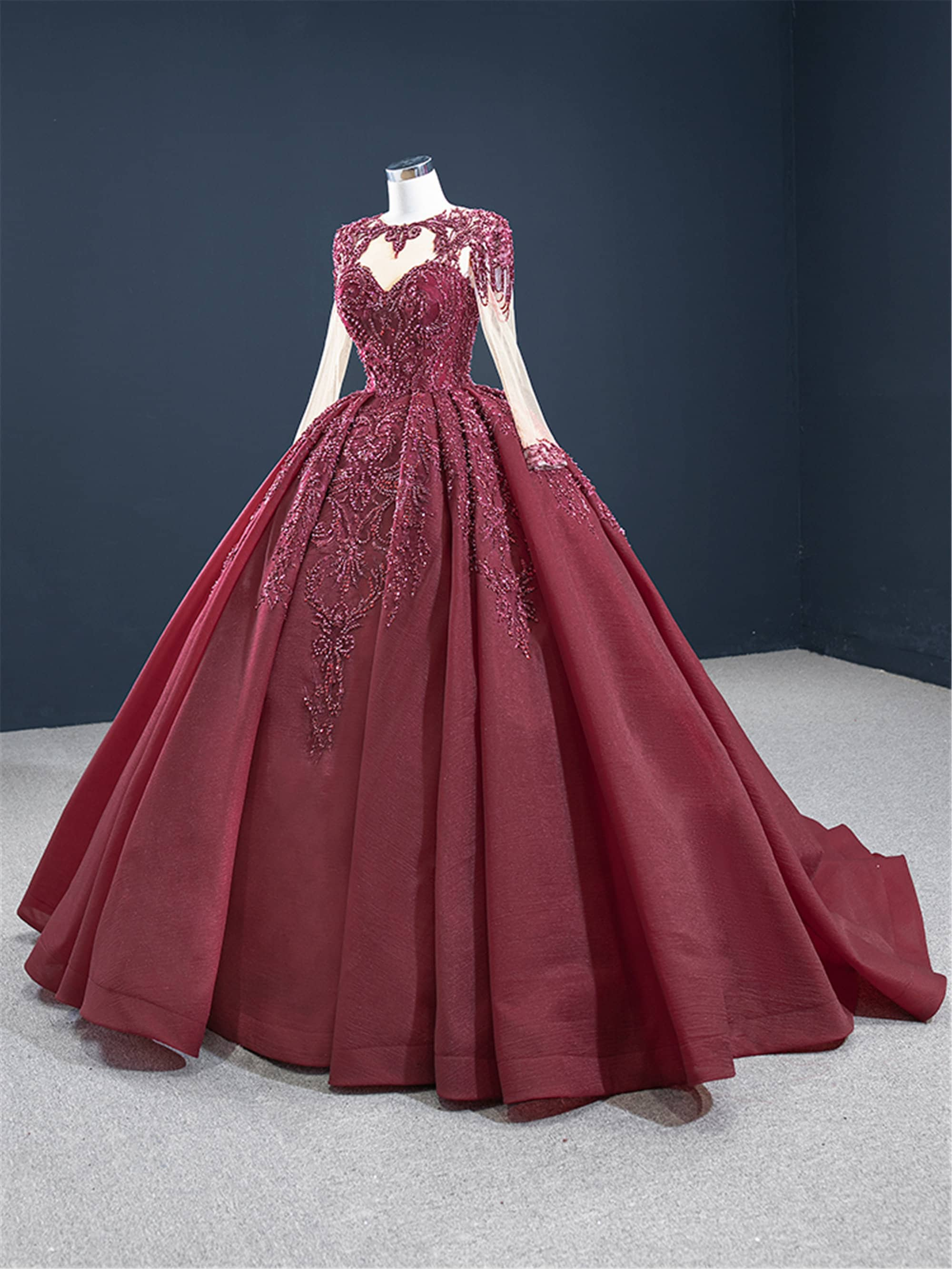 burgundy wedding dress