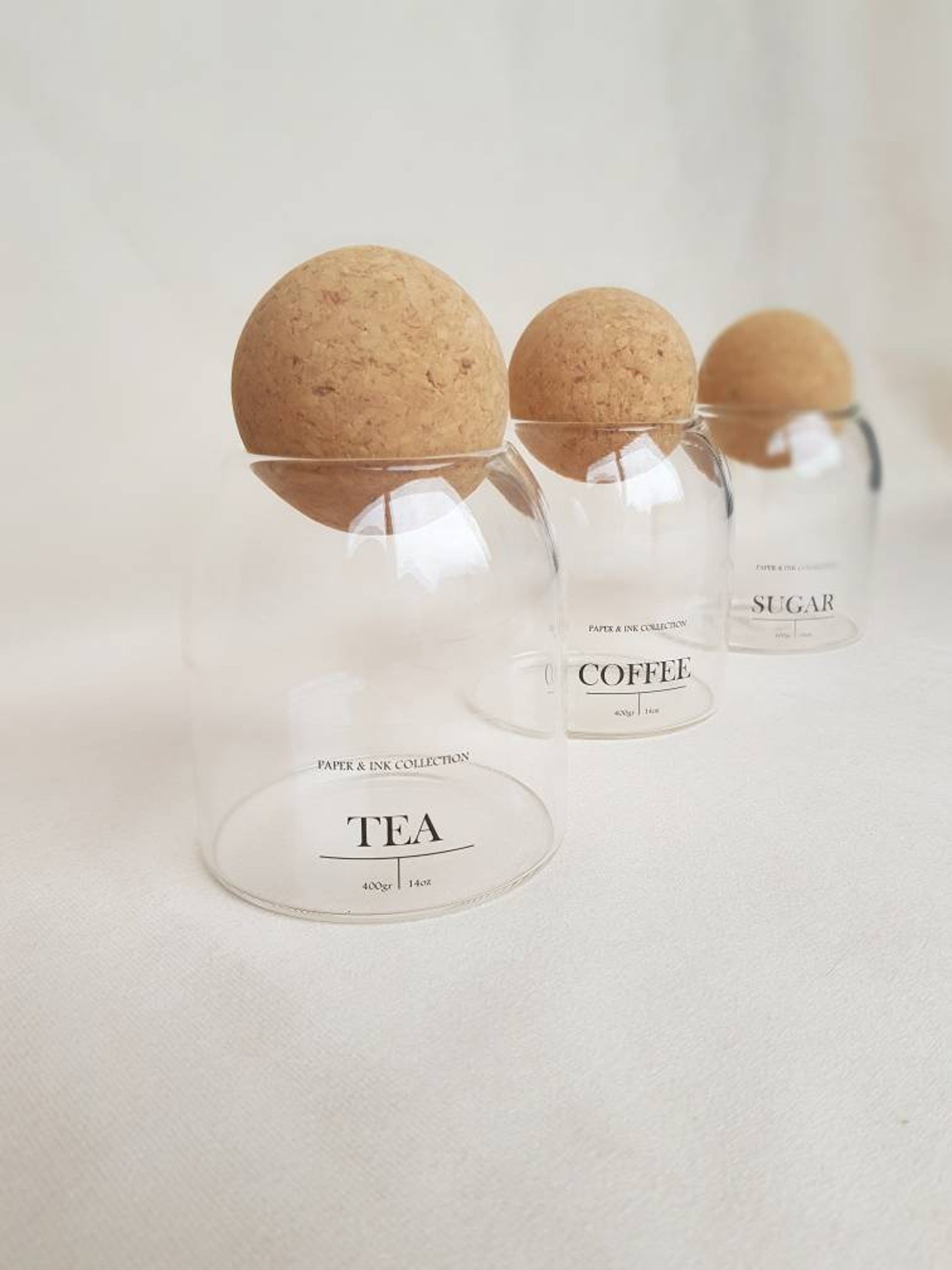 Glass Jar with Cork Ball Lid 500ml Personalised Pantry Label Etsy