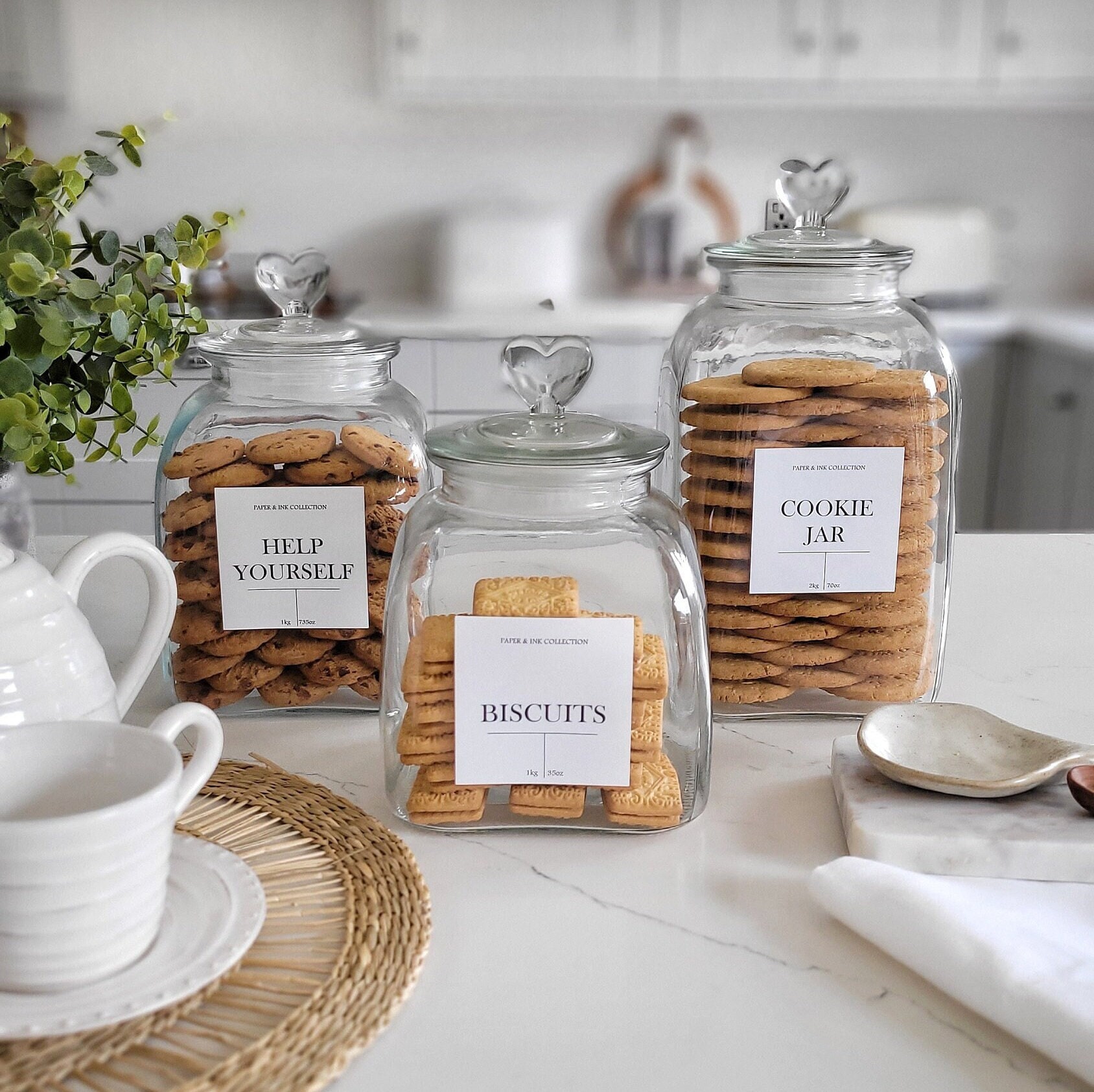 Pot à Biscuits En Céramique Baroni Home - Design Sicilien Avec Couvercle Hermétique | 13x13x20cm, Ligne Flora