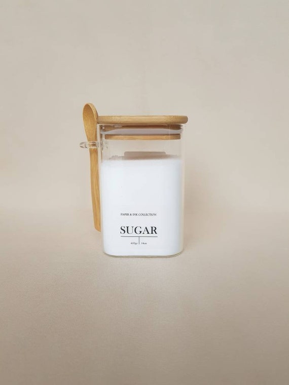 Square Glass Jar with Spoon 