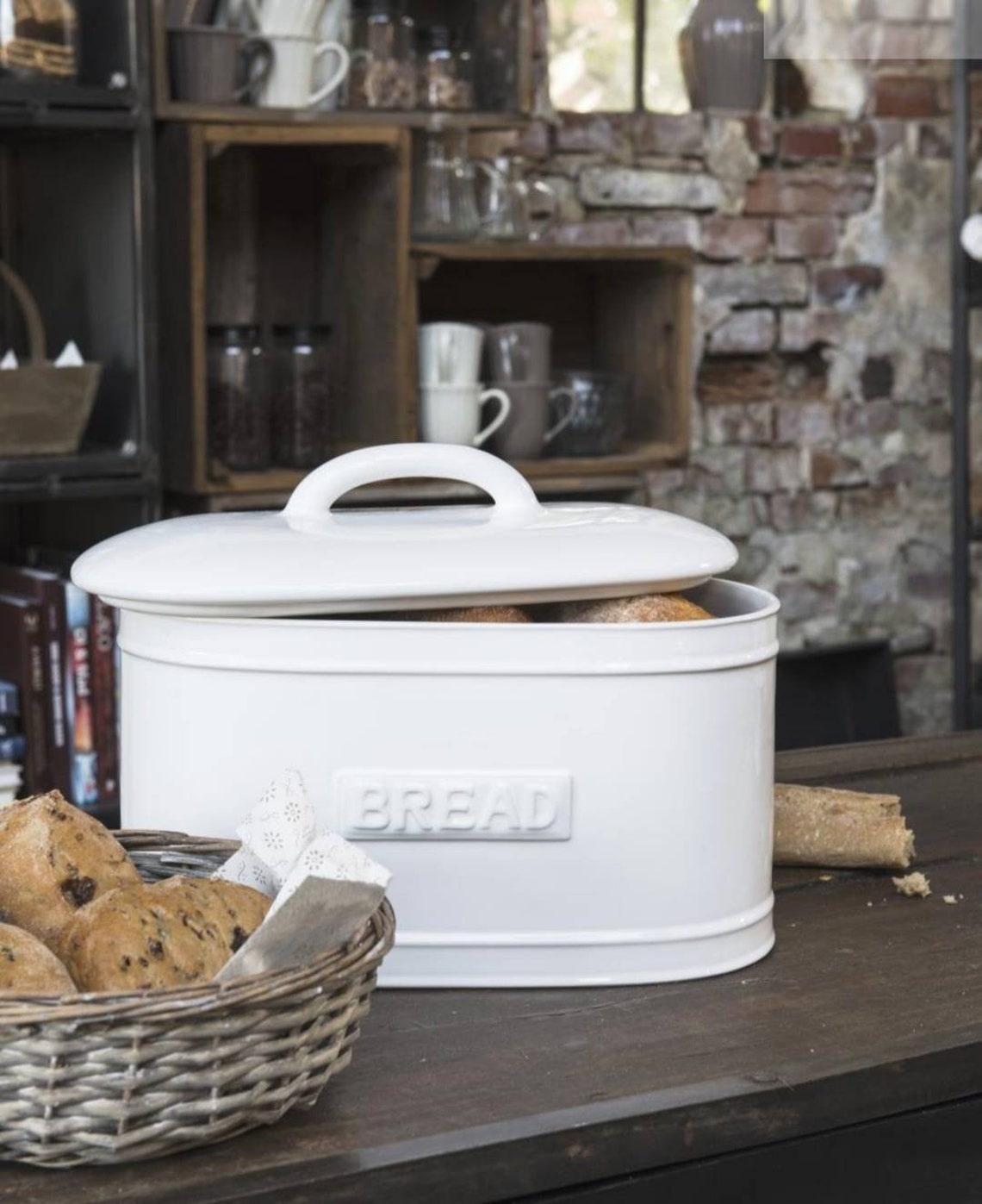 White Ceramic Bread Bin Box Kitchen Storage Home Pantry Etsy UK