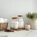 Laundry Utility 3 Piece Set Cork Jar Storage | White personalised Label | Home Utility Organisation