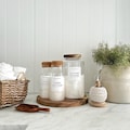 Laundry Utility 3 Piece Set Cork Jar Storage | White personalised Label | Home Utility Organisation