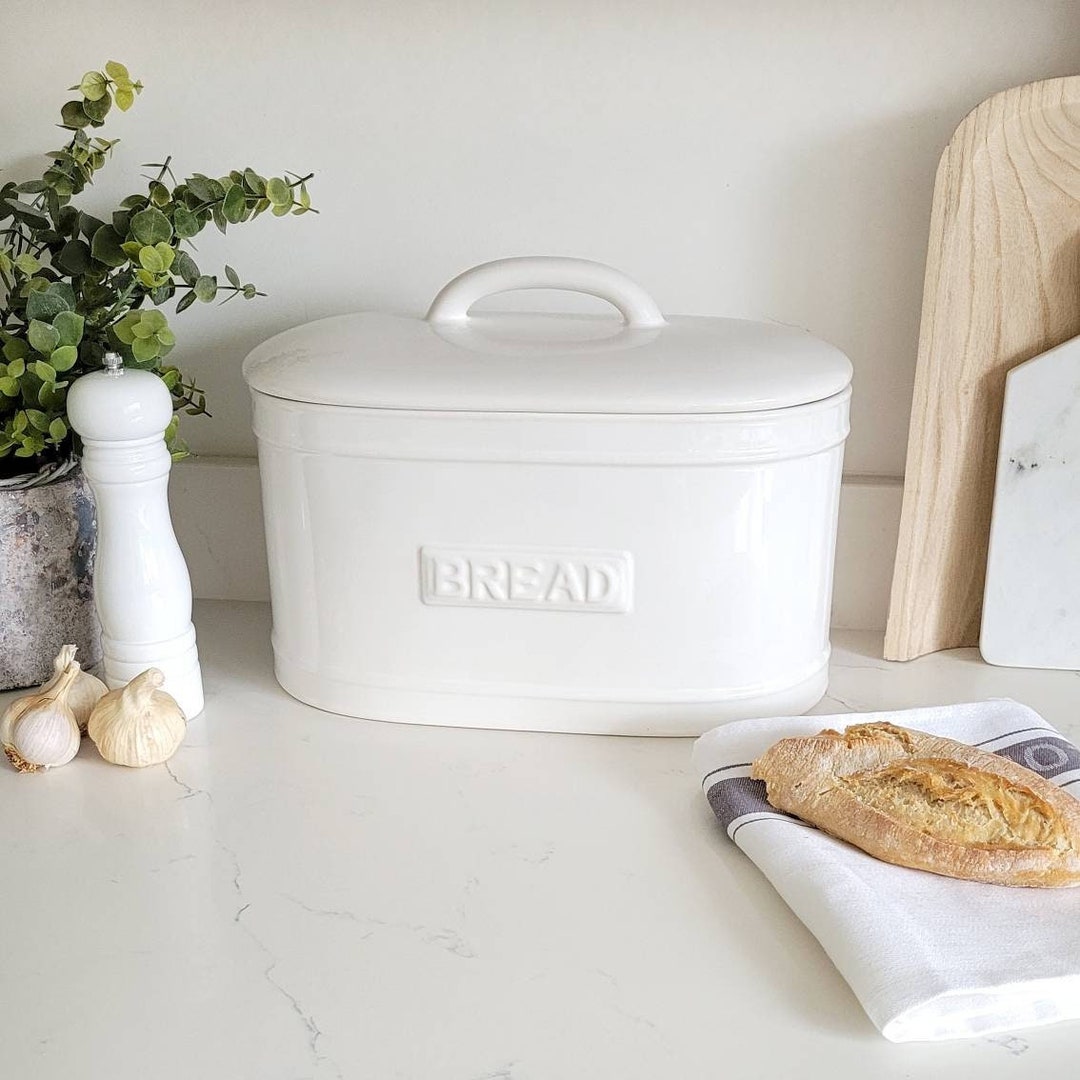 White Ceramic Bread Bin Box Kitchen Storage Home Pantry Etsy UK