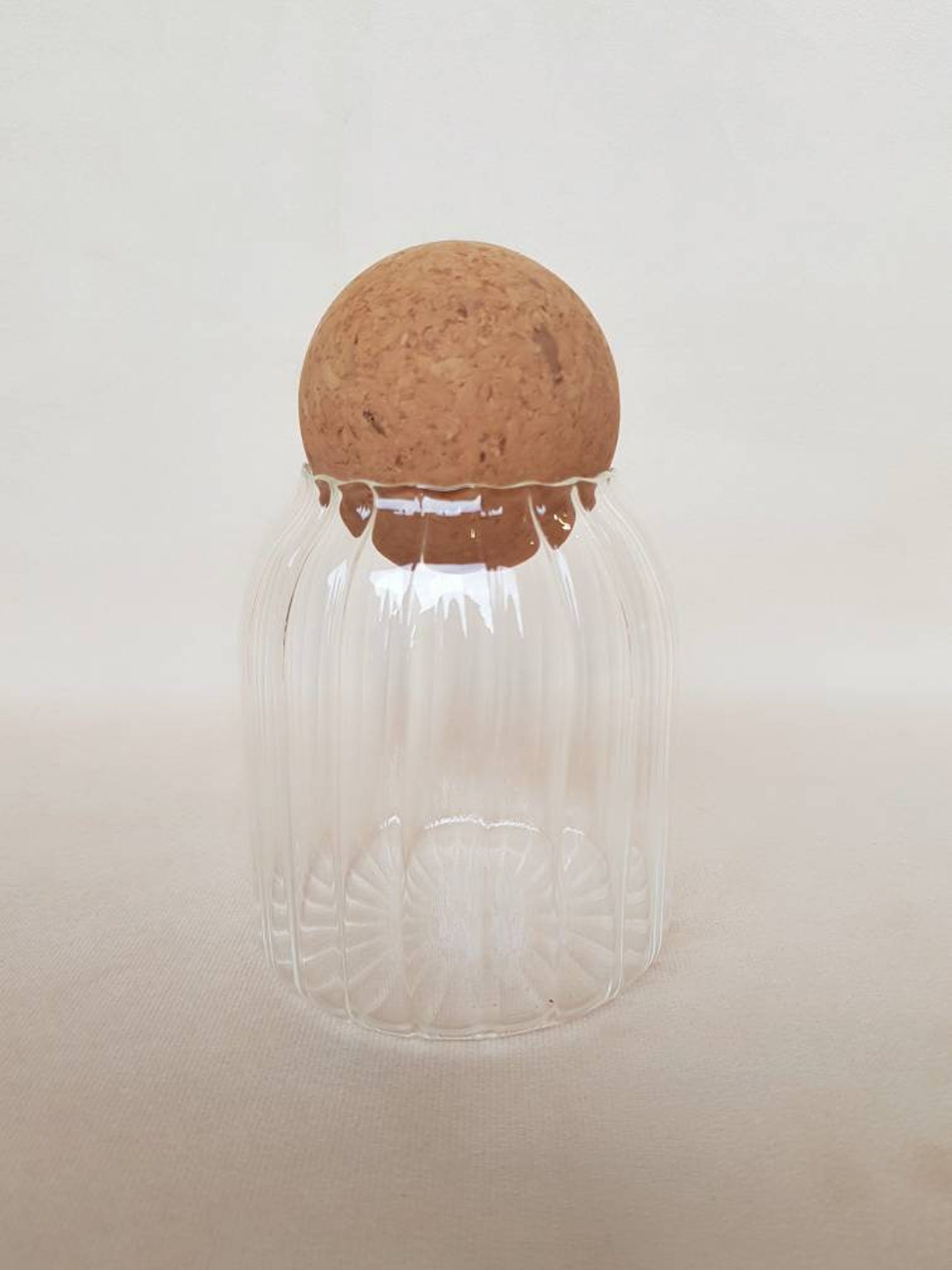 Ripple Glass Jar with Cork Ball Lid 500ml Personalised Etsy