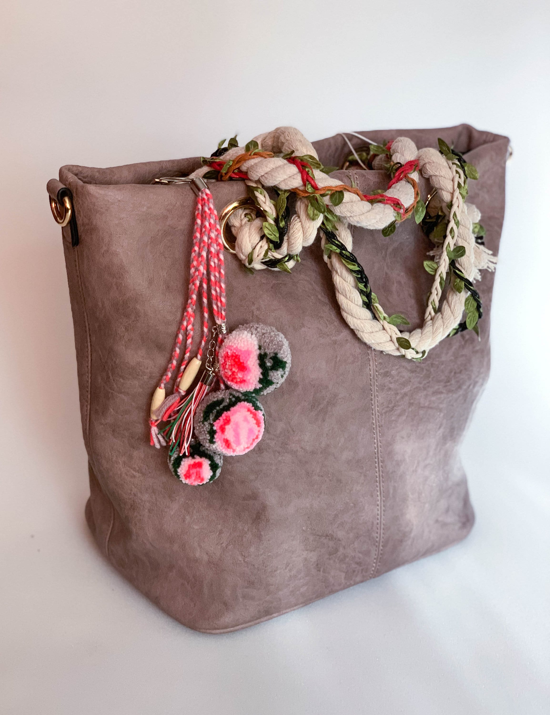 Designer bags charms from a flowers Pompoms Etsy