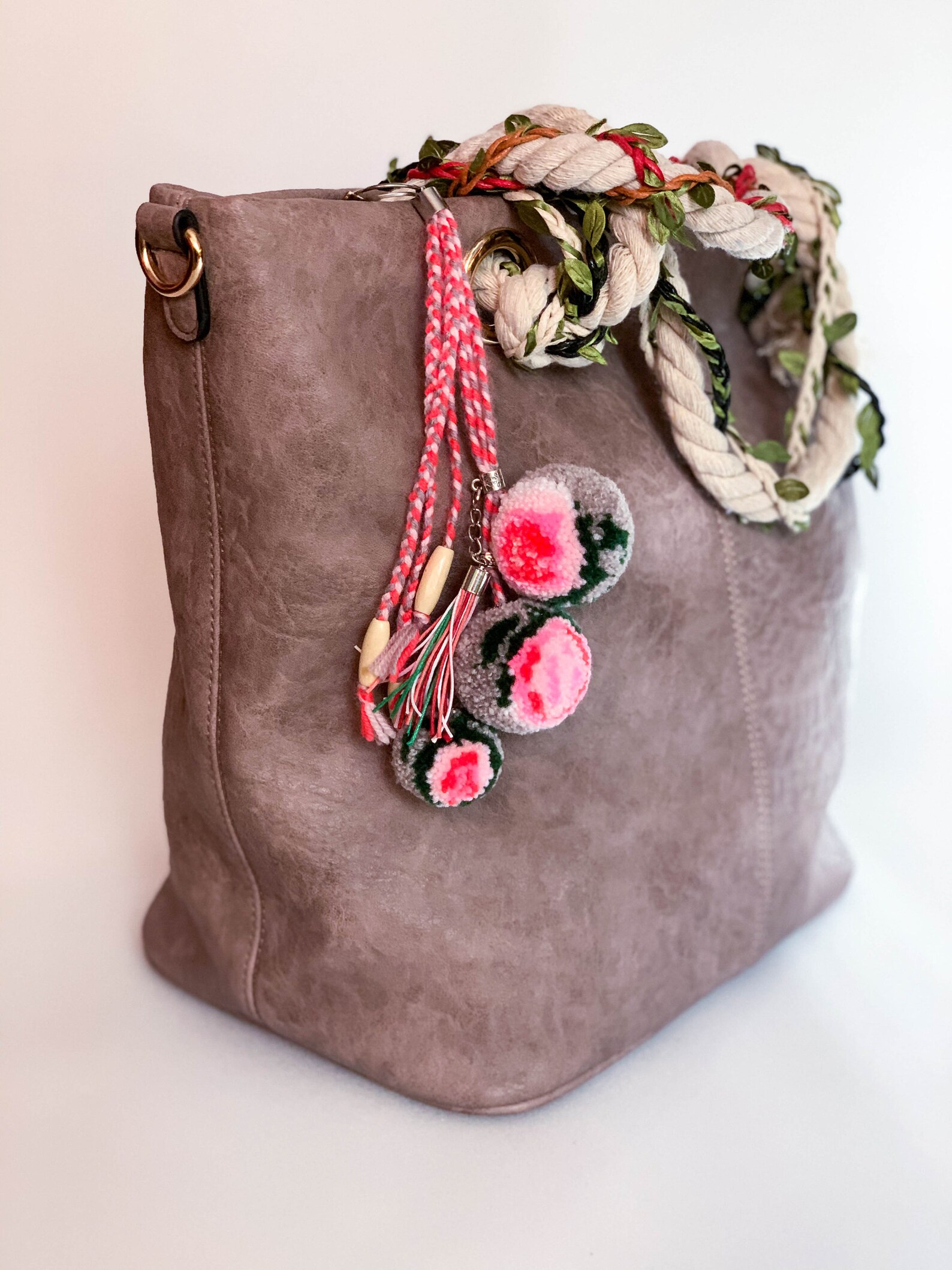 Designer bags charms from a flowers Pompoms Etsy