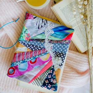 Patchwork Stoff Buchhülle, Buchhülle mit Verschluss, Buchhülle, Bibel Tasche, Buchhülle Geldbörse, Buchjacke, Büchertasche, Büchertasche