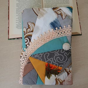 Patchwork Stoff Buchhülle, Buchhülle mit Verschluss, Buchhülle, Bibel Tasche, Buchhülle Geldbörse, Buchjacke, Büchertasche, Bibliothekartasche