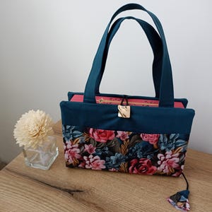 Petit cartable, Couverture de livre en tissu avec anses, Couverture de bible en tissu, Couverture de livre de poche, Pochette avec fermeture, Couverture de sac à main, Sac de bibliothèque