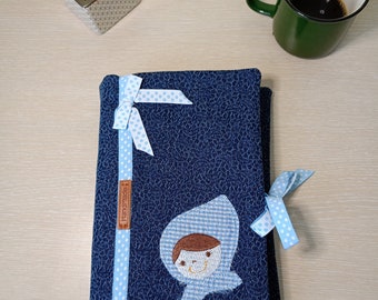 Denim fabric book cover or notebook cover, Sleeve with closure, Eco friendly protector, Cloth book cover, Paperback  cover,  Back to school