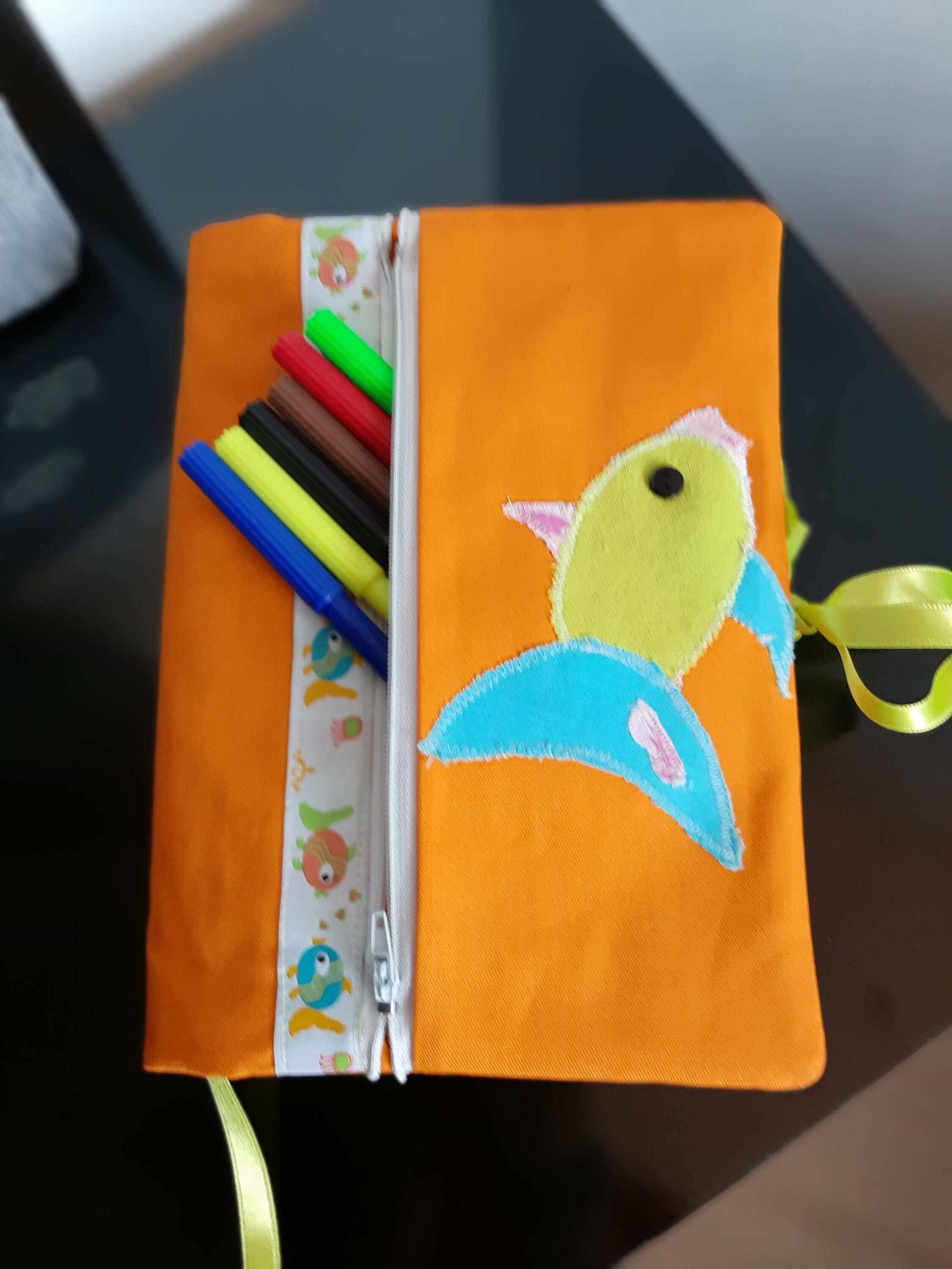 Fabric a5 book cover with zipper pouch School book binding Etsy