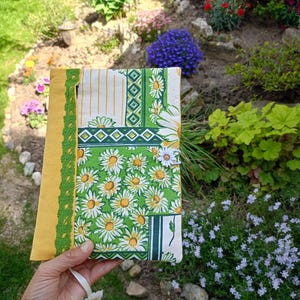 Stoff-Buchhülle mit Gänseblümchenmuster mit Reißverschluss, Bibel, Journal, Tagebuch oder Notizbuchhülle, Buchhülle, Buchhülle, Taschenbuch-Cover