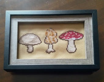 Mushroom Trio Cross Stitch Pattern PDF - Simple - Beginner - Nature - Cute
