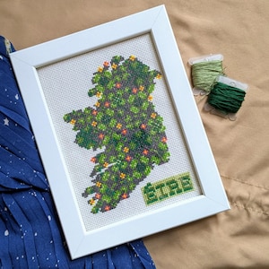 Ireland Shamrock Map Cross Stitch Pattern: Beginner Irish Sampler (PDF Pattern)