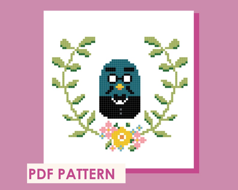 Kawaii The Roost ACNH Brewster Animal Crossing Cross Stitch PDF Pattern Beginner