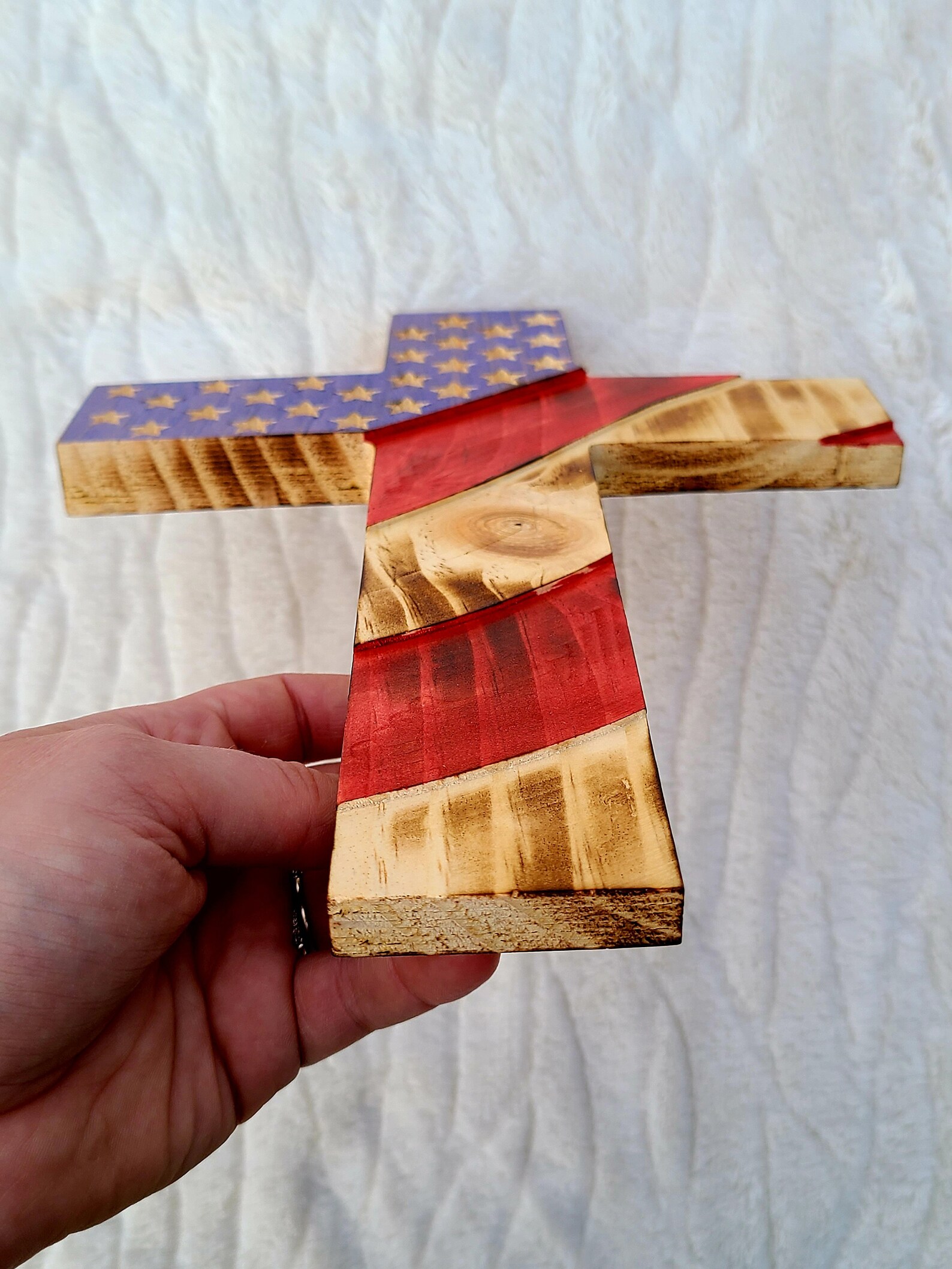 Wooden Cross American flag Wood Art religious decor Flag Etsy