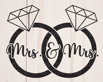 Mrs and Mrs svg, Lesbian Wedding svg, LGBT svg, Wedding Rings SVG, bride svg, engagement svg, wedding svg, digital download, svg png dxf eps