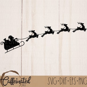 Santa&#39;s Sleigh SVG, Santa and Reindeer svg, Christmas SVG, Santa Claus SVG, Reindeer Clipart, Holiday Svg, digital download, svg png eps dxf