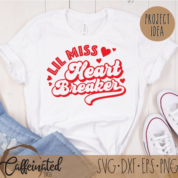 Lil Miss Heart Breaker svg, png, Heart Breaker SVG, Valentines SVG, Baby Valentine svg, Kids Valentines shirt, Retro Valentines svg