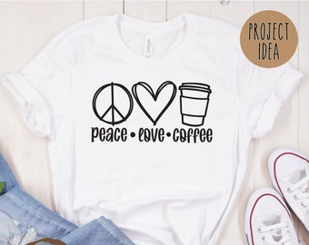 Peace Love Coffee SVG | coffee svg | peace love svg | peace love coffee shirt | coffee sign | digital download | svg png dxf eps