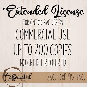 LICENZA ESTESA / Nessun credito richiesto / Prodotto singolo / Fino a 200 copie / Uso commerciale 51-200 / Design SVG singolo