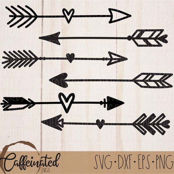 Heart Arrows SVG | arrow svg | valentines day svg | arrow with heart svg | heart svg | hand drawn arrows | digital download, svg png dxf eps
