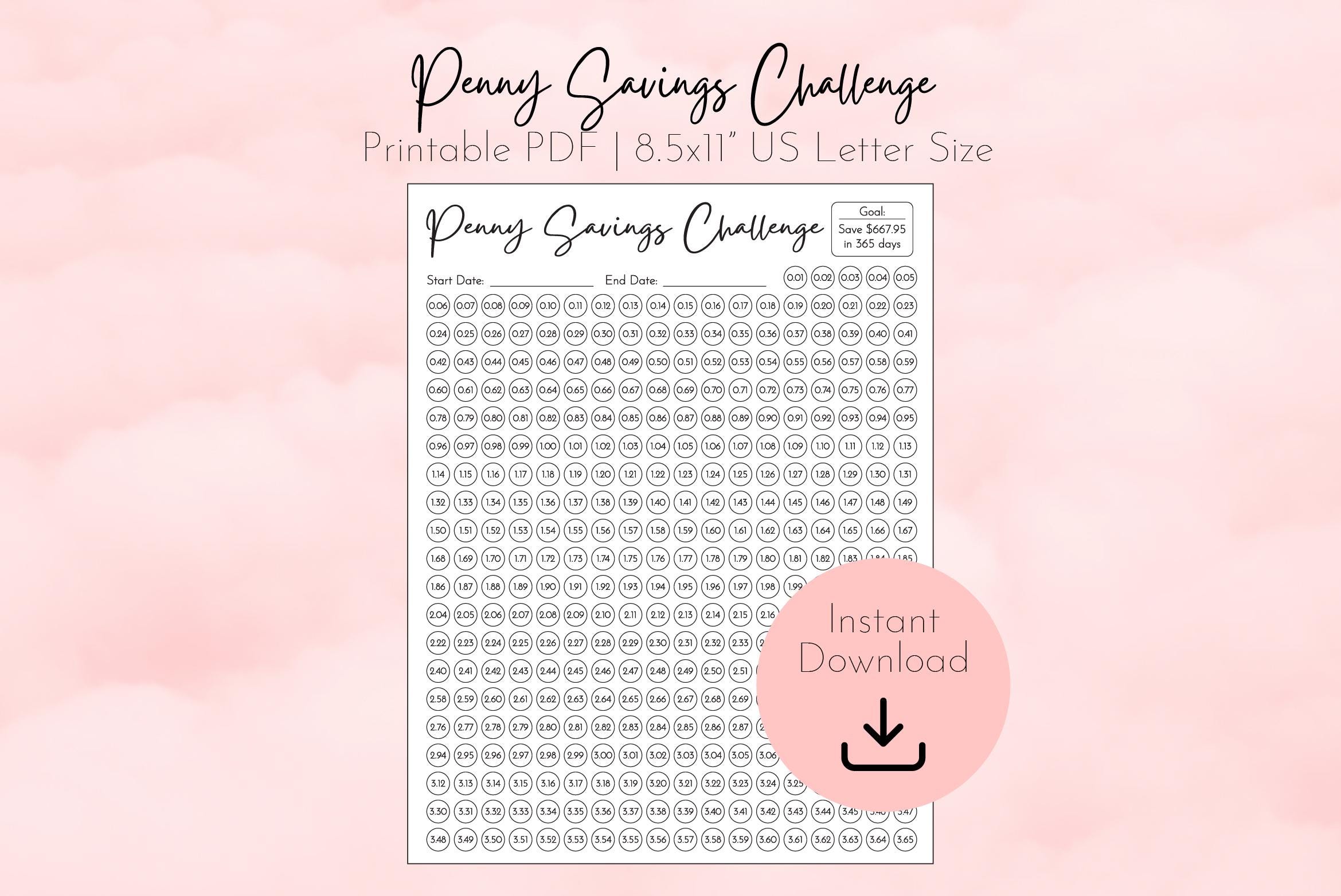 ペニー貯金チャレンジ、365日ペニー貯金チャート、2026年貯金チャレンジ、低所得者向け貯金、コイン貯金チャレンジ、365日チャレンジ - Etsy  日本