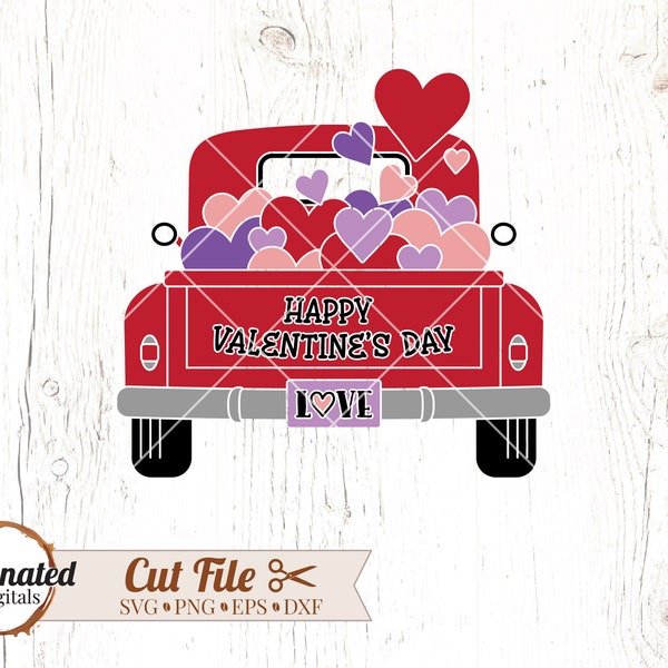 Valentines SVG, Valentine Truck svg, Truck Heart Valentine, Vintage truck svg, Valentine PNG, Valentines Day Svg, Farmhouse, svg png eps dxf