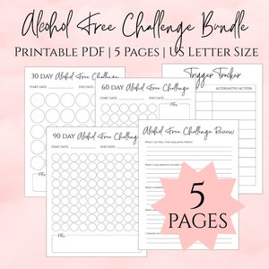 Nüchternheit Herausforderung, alkoholfreier Tracker, druckbarer Nüchternheitstracker, nüchterner Kalender, nüchterner Kalender, trockener Januartracker