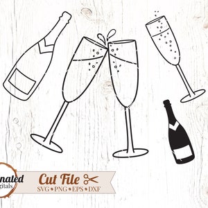 Champagne SVG, champagne bottle svg, toast svg, toasting svg, champagne glasses svg, cheers svg, celebration svg, Champagne Flutes Svg