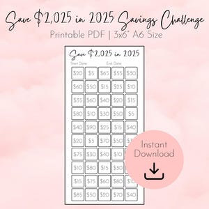 Save 2025 in 2025 Savings Challenge Printable, 2025 Savings Challenge Printable, Money Challenge, A6 3x6 saving tracker, monthly cash saver