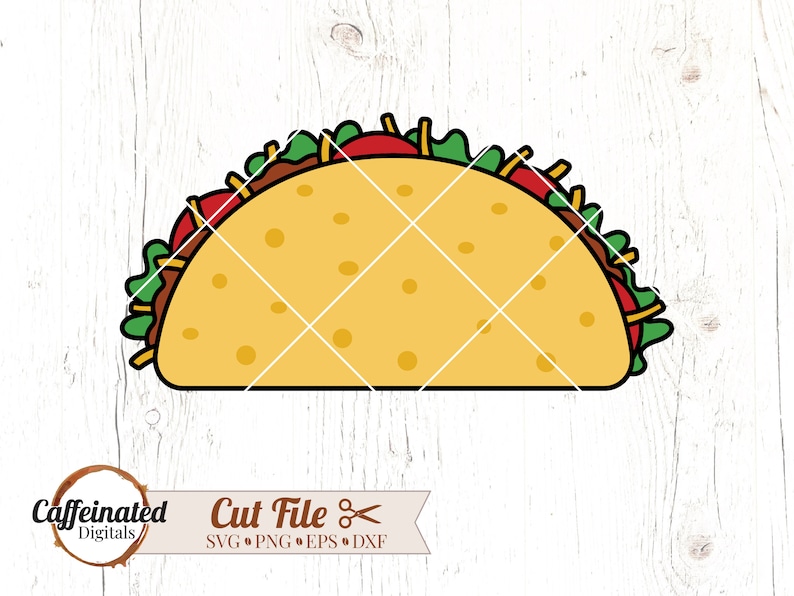 Puede incluir: Una ilustraci&oacute;n de dibujos animados de un taco amarillo con ingredientes rojos y verdes. El taco est&aacute; relleno de carne marr&oacute;n y queso amarillo.