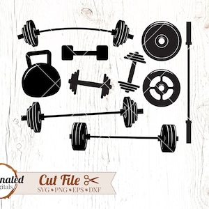 Workout SVG Bundle, Barbell SVG, weightlifting svg, dumbbell svg, fitness svg, gym svg, workout svg, digital download, svg png eps dxf