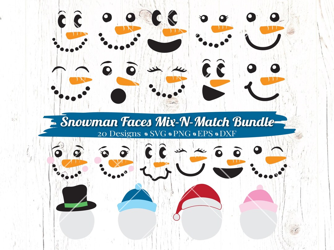 Snowman Faces Svg, Snowman Face Svg Bundle, Snowman Svg, Snowman ...
